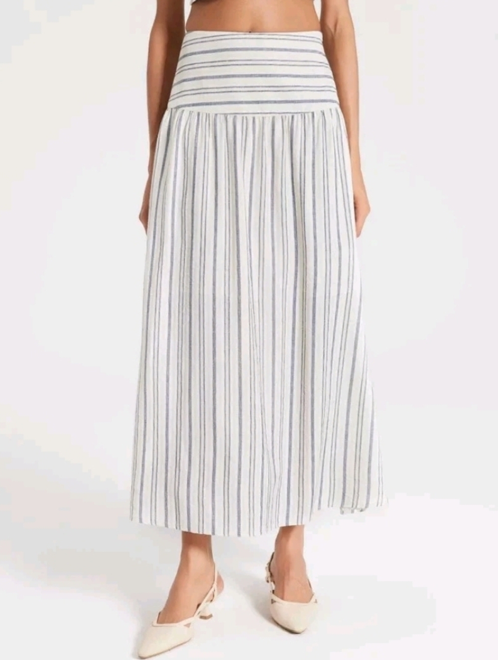 A New Day Maxi A-Line Skirt - Brown/Cream/White Stripe